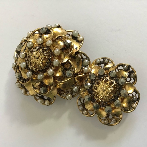 Large Vintage Deco Steel Cut 1940s Dress Clip - Picture 1 of 4